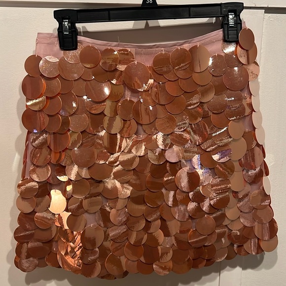 NWT J Crew Collection blush-colored sequin mini skirt. - Picture 1 of 5